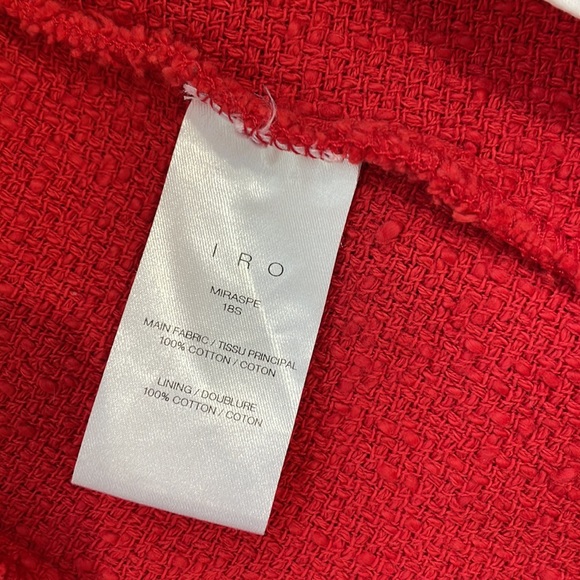 IRO red moto cotton jacket with silver buttons - Picture 5 of 7